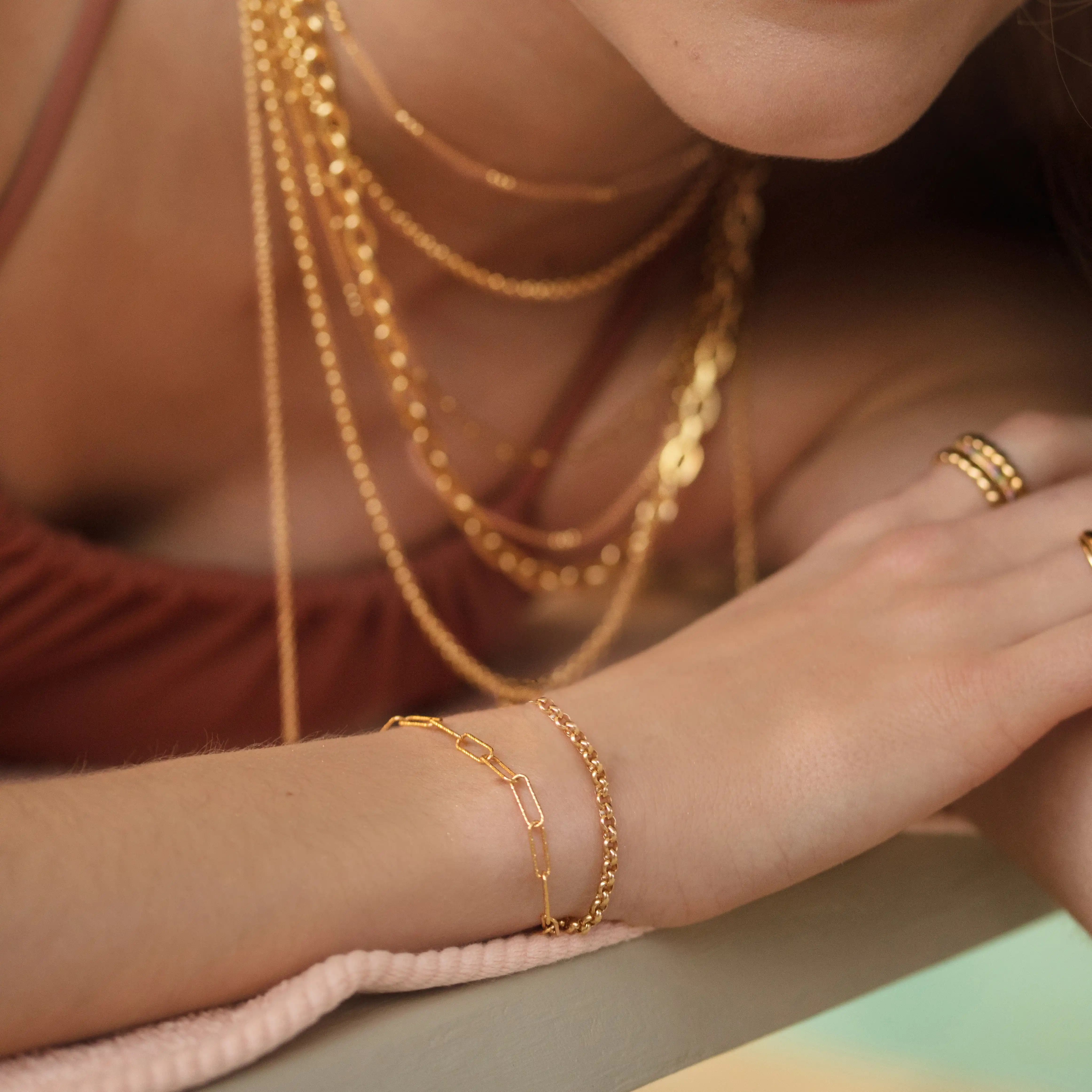 Rose Gold Vermeil Vintage Chain Bracelet 5 Rose Gold Vermeil Vintage Chain Bracelet