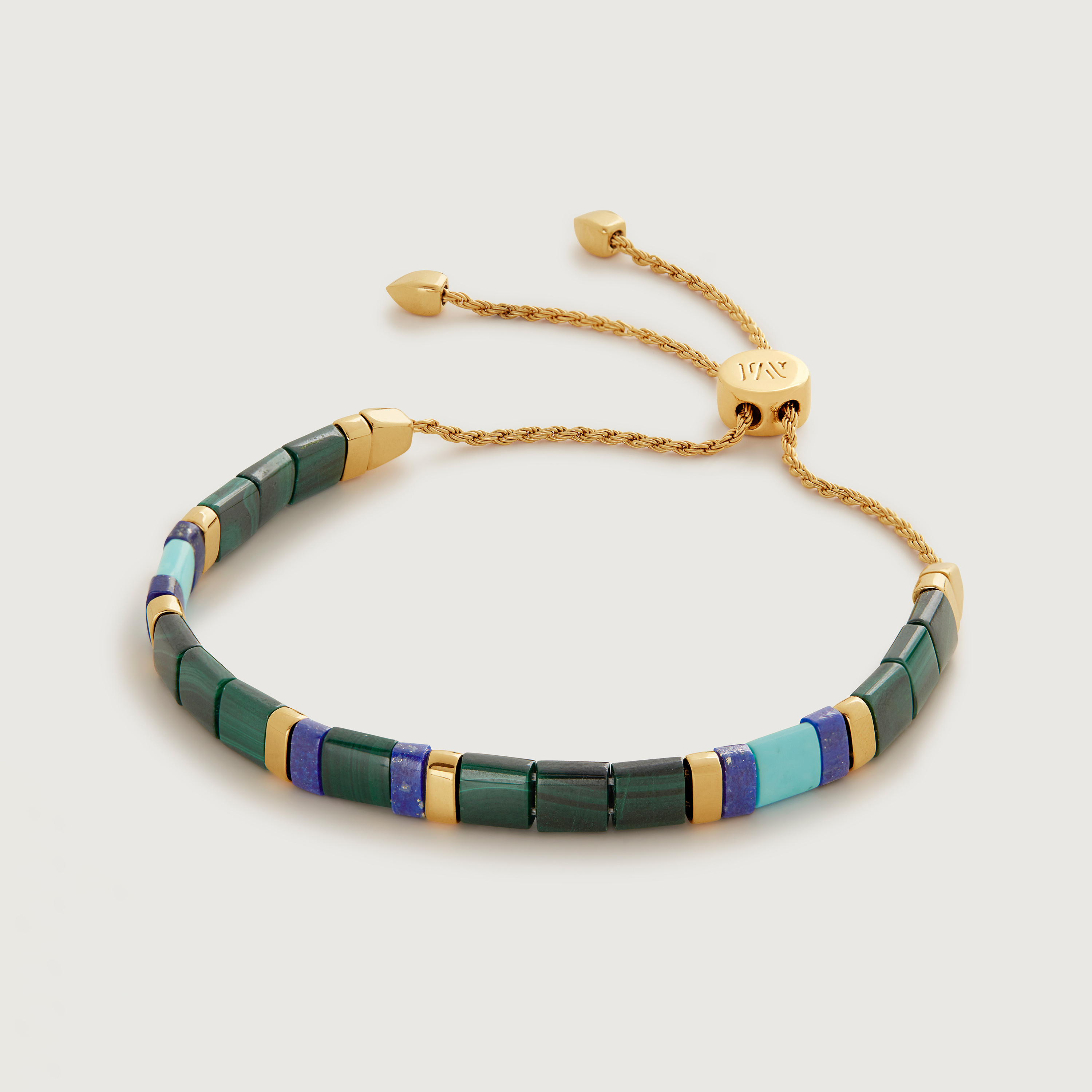 Gold Vermeil Delphi Multi Gemstone Friendship Bracelet - Malachite
