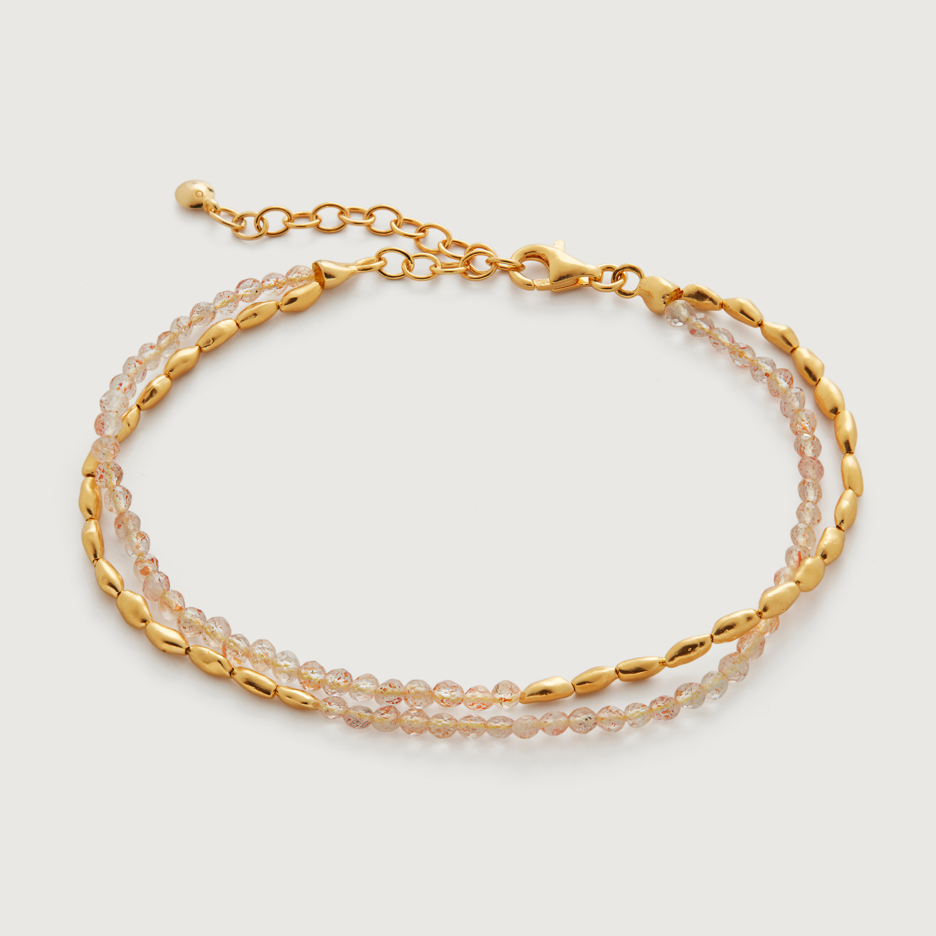 Gold Vermeil Mini Nugget Gemstone Beaded Bracelet - Golden Sandstone