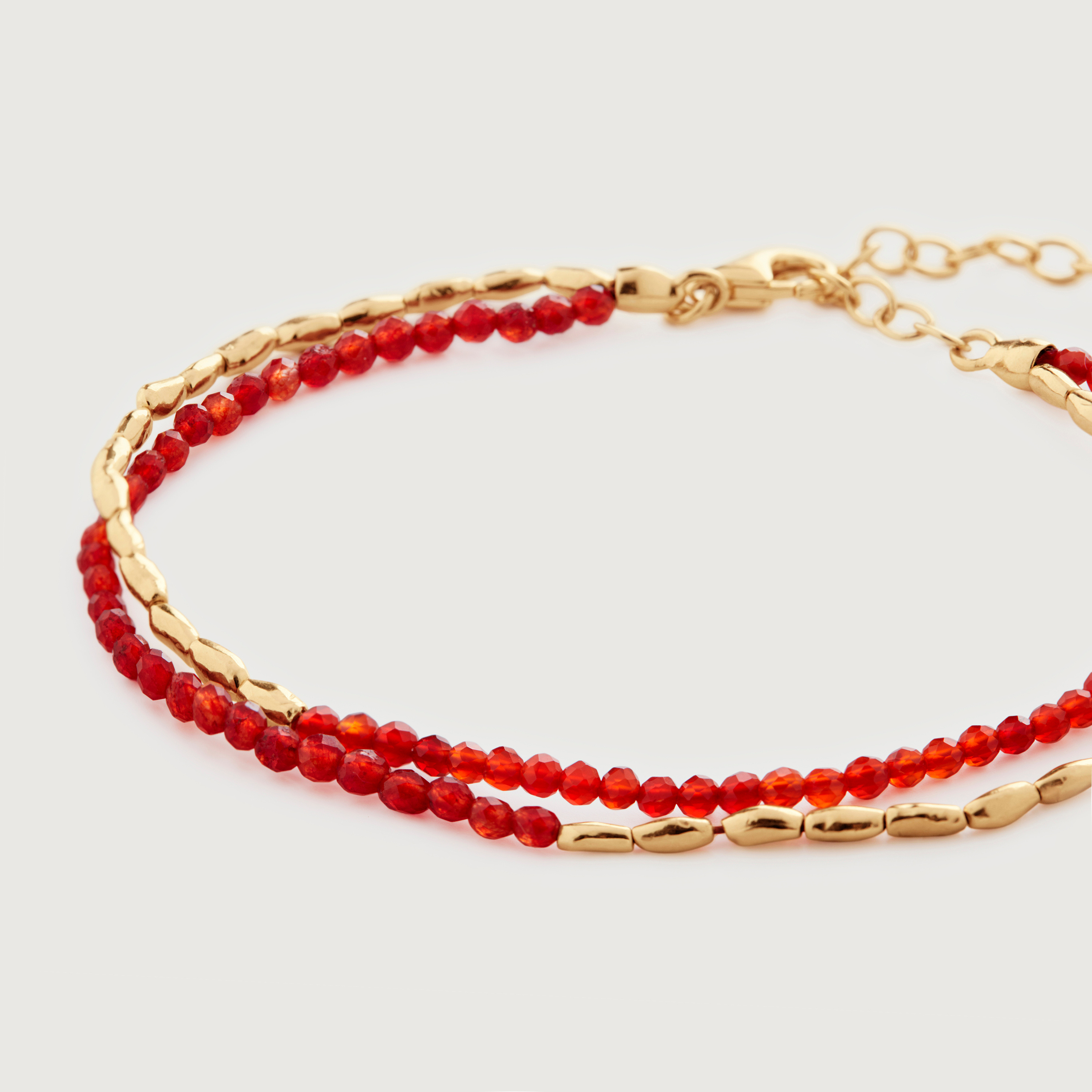 Gold Vermeil Mini Nugget Gemstone Beaded Bracelet - Red Onyx 4 Gold Vermeil Mini Nugget Gemstone Beaded Bracelet - Red Onyx