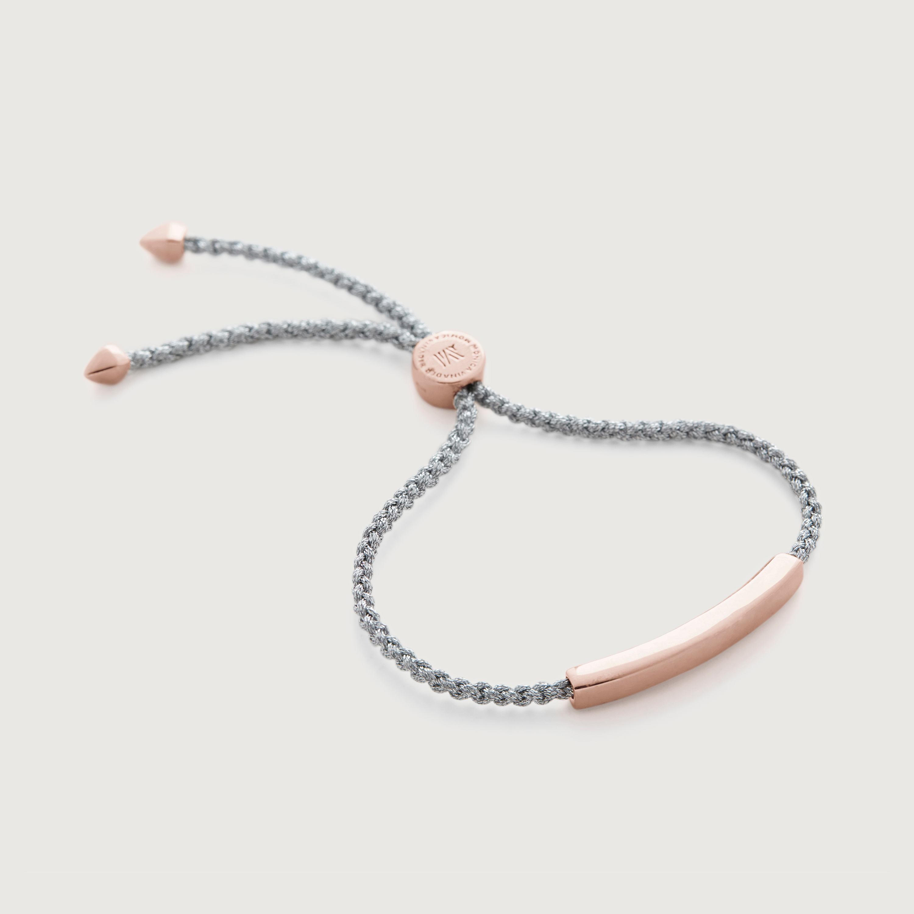 Rose Gold Vermeil Linear Friendship Bracelet - Silver Metallica