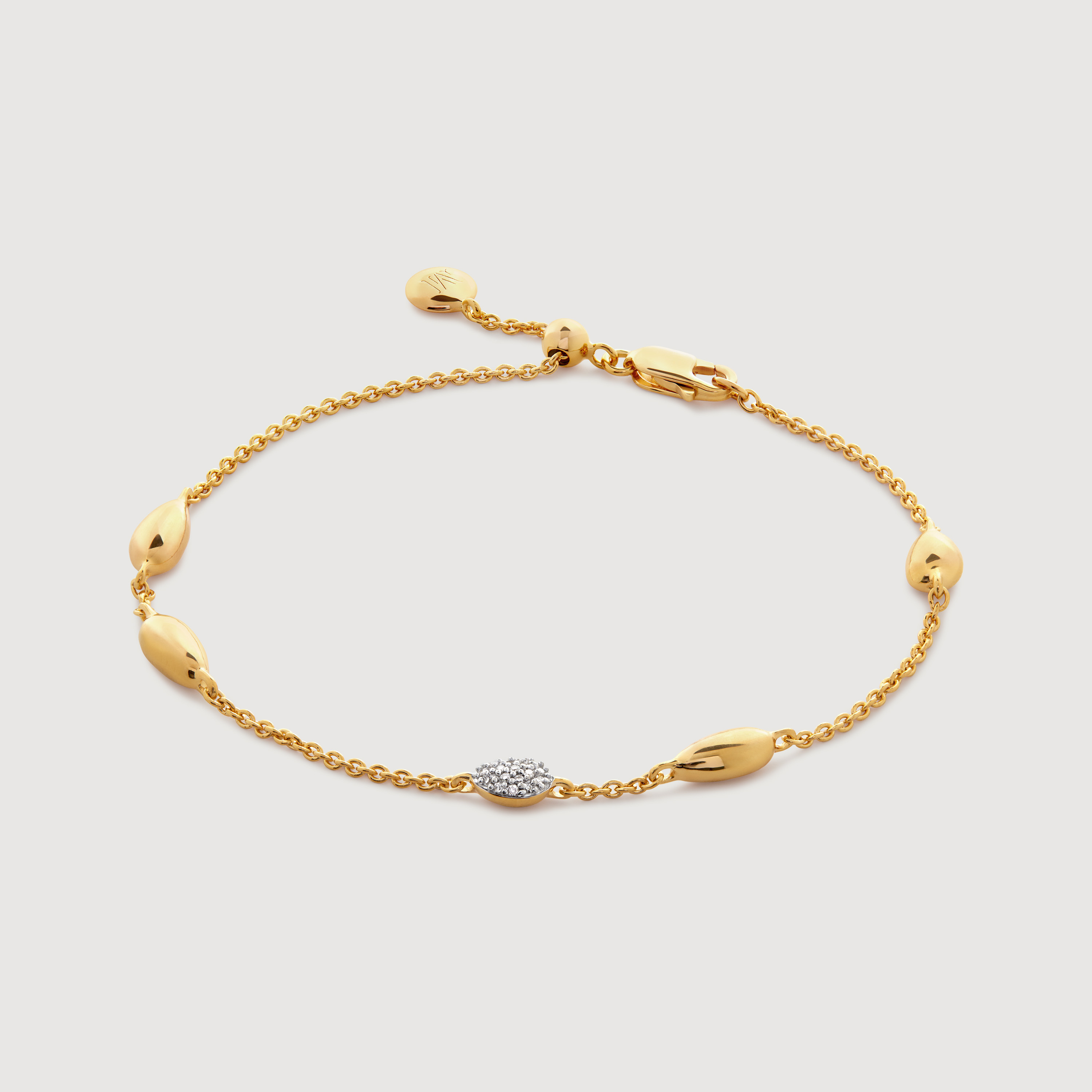 Gold Vermeil Nura Teardrop Mixed Station Diamond Bracelet - Diamond