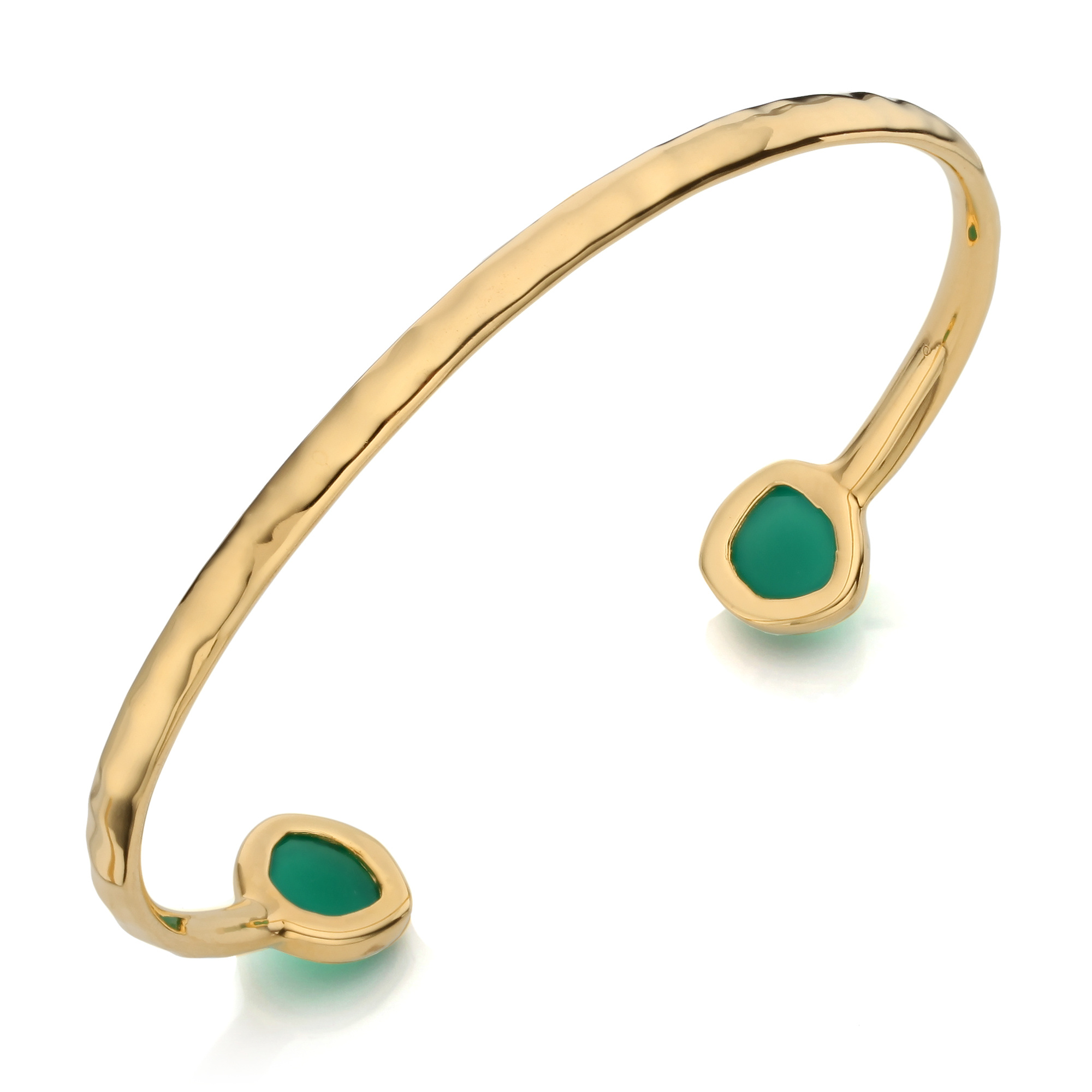 Gold Vermeil Siren Thin Cuff - Green Onyx 3 Gold Vermeil Siren Thin Cuff - Green Onyx