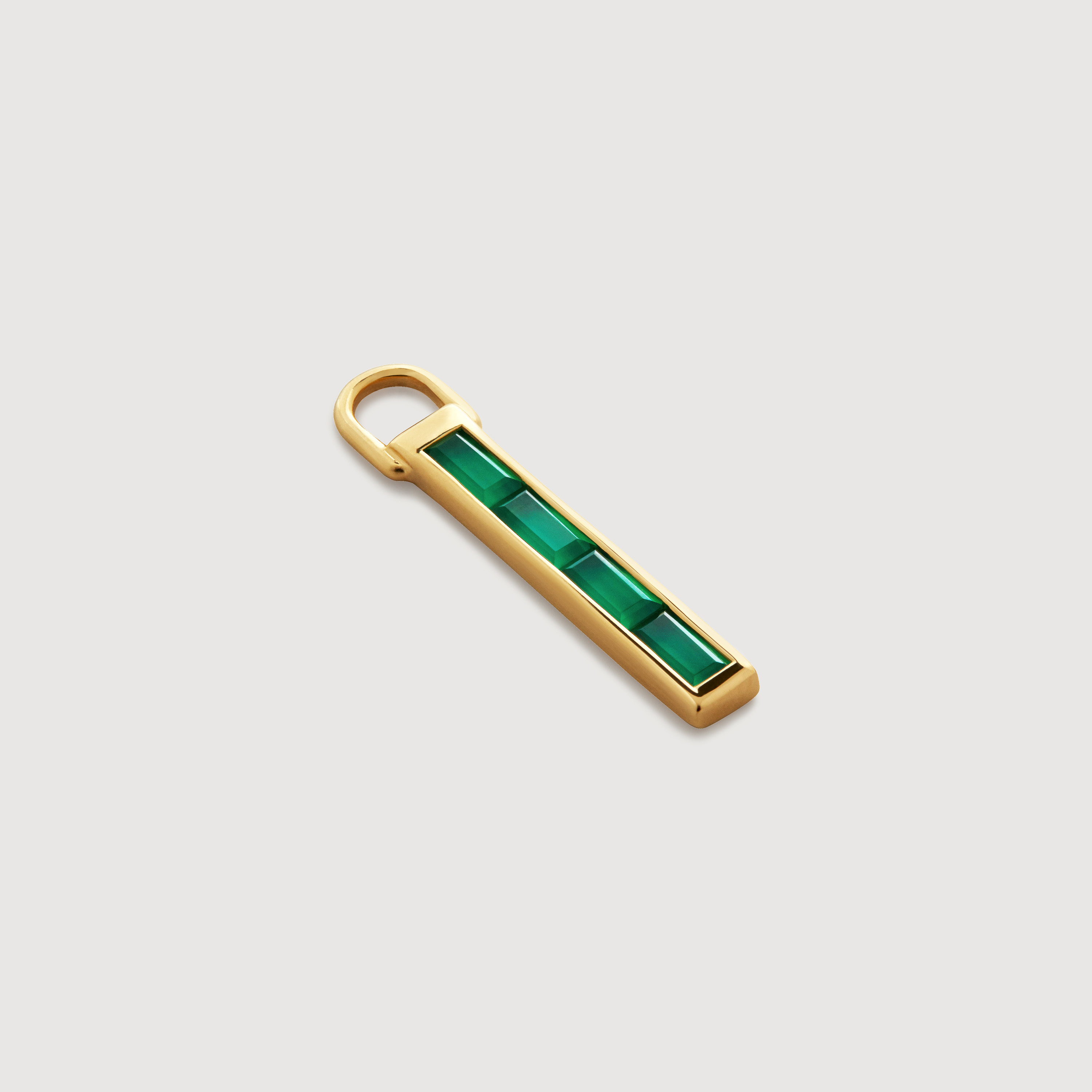 Gold Vermeil Mini Baguette Ear Charm - Green Onyx