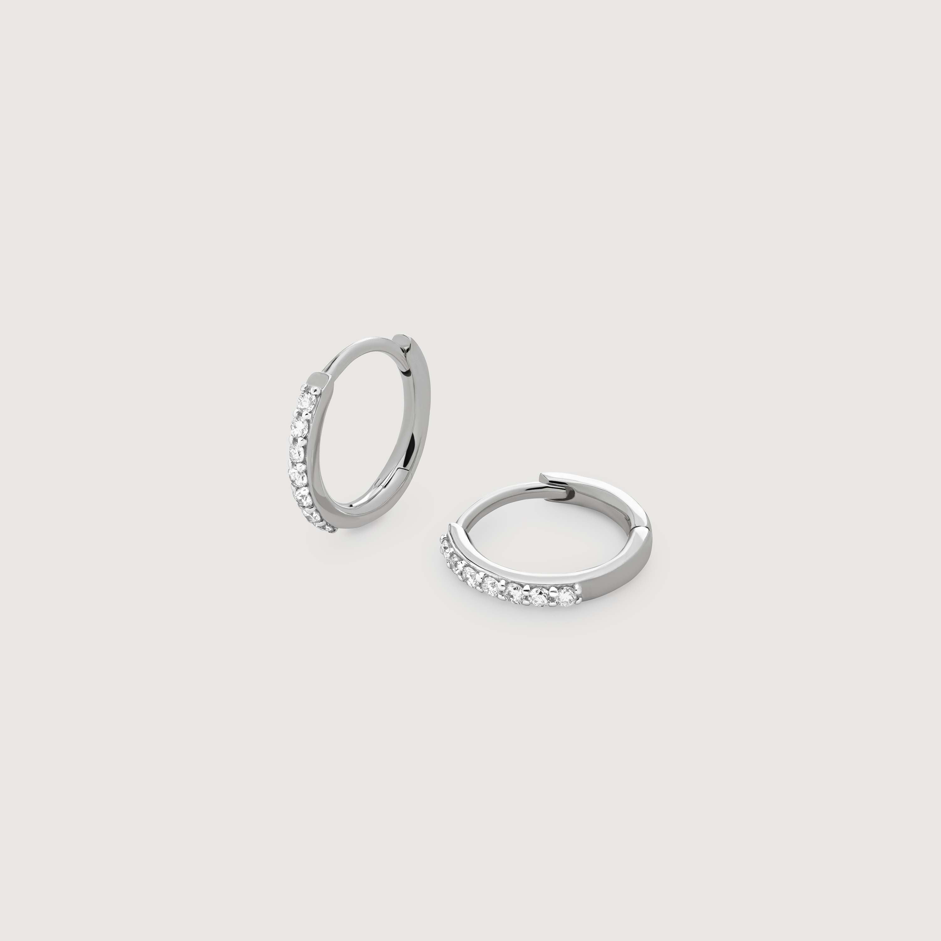 White Gold Diamond Huggies Earrings - Lab Grown Diamond