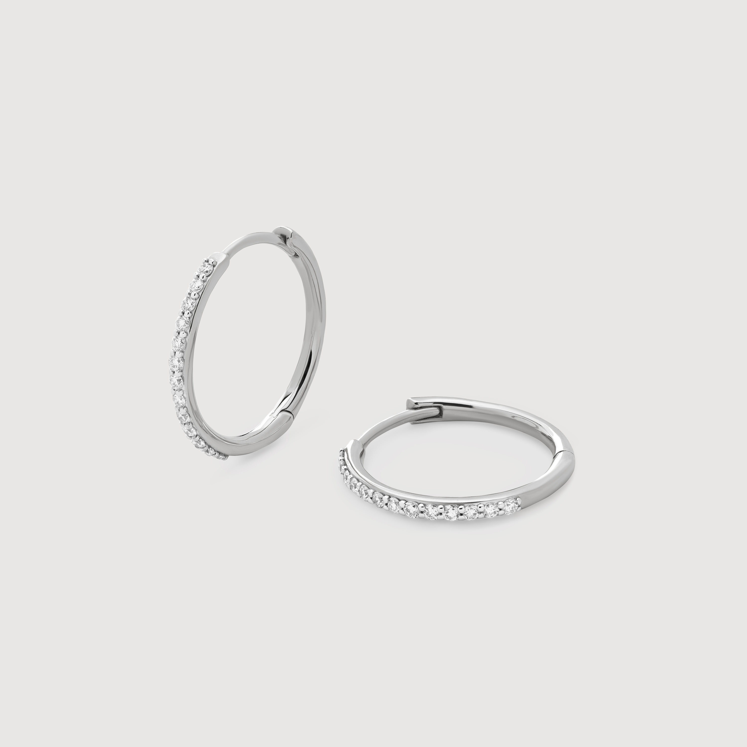 White Gold Diamond Small Hoop Earrings - Lab Grown Diamond