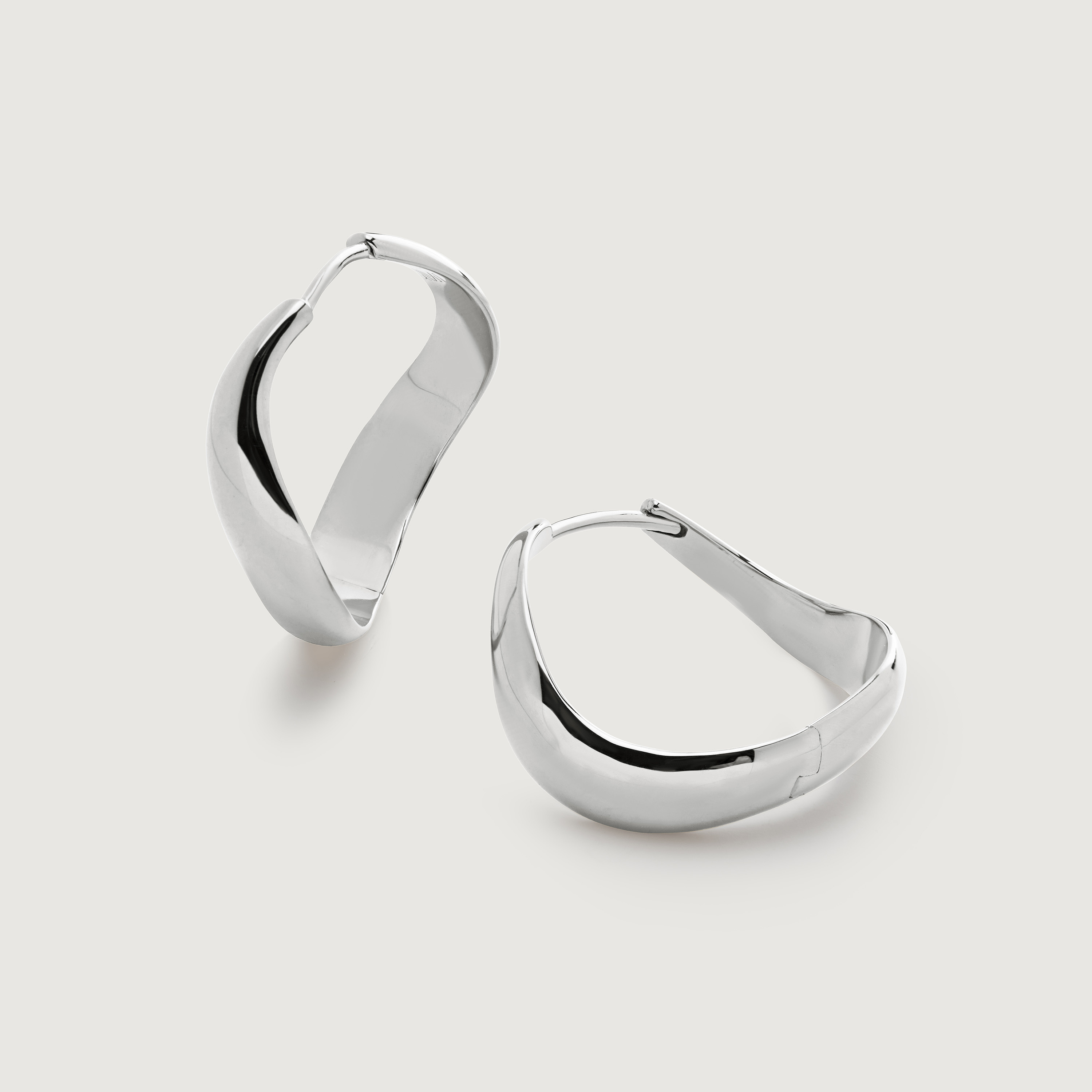 Sterling Silver Swirl Medium Hoop Earrings
