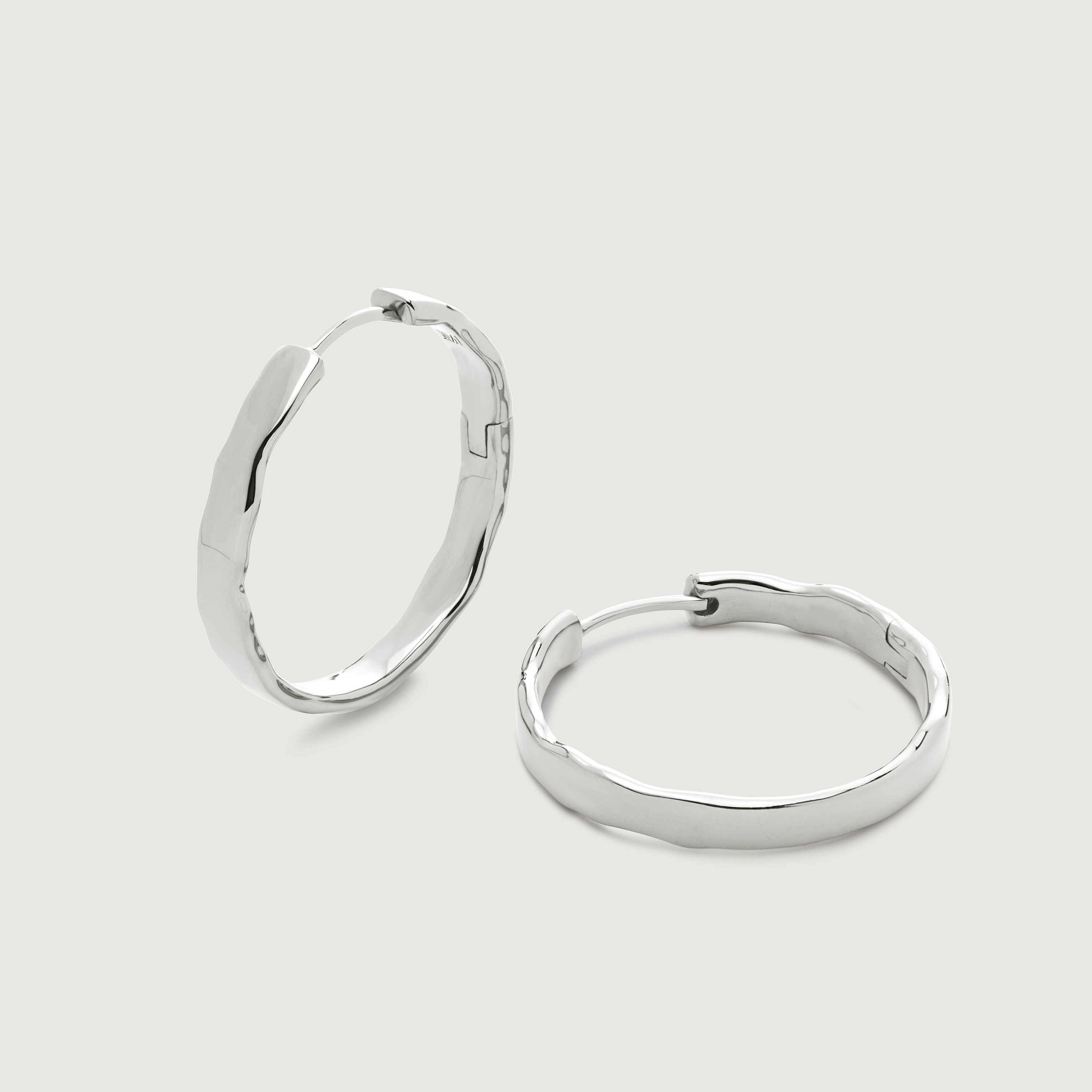 Sterling Silver Siren Muse Wave Medium Hoop Earrings