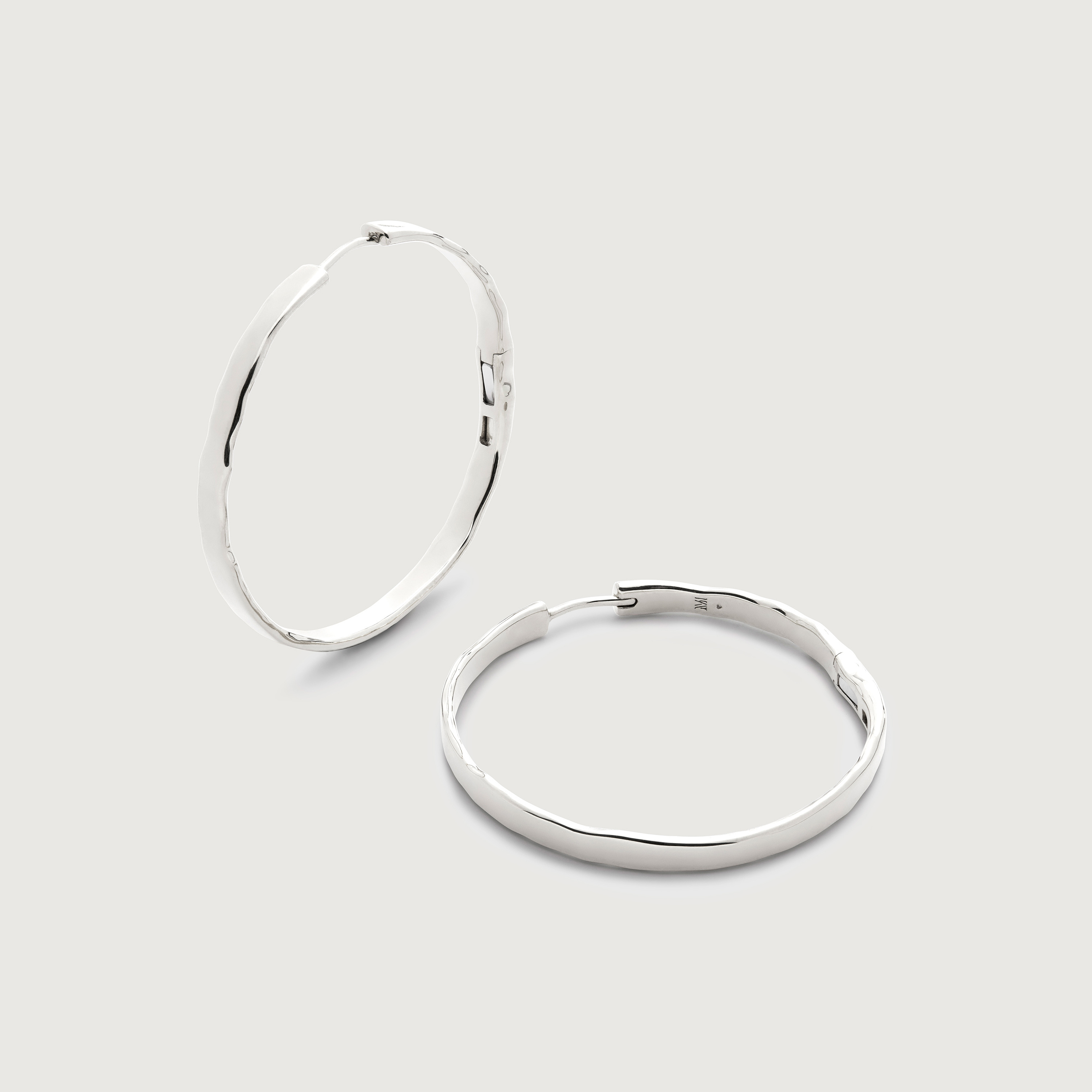 Sterling Silver Siren Muse Wave Large Hoop Earrings