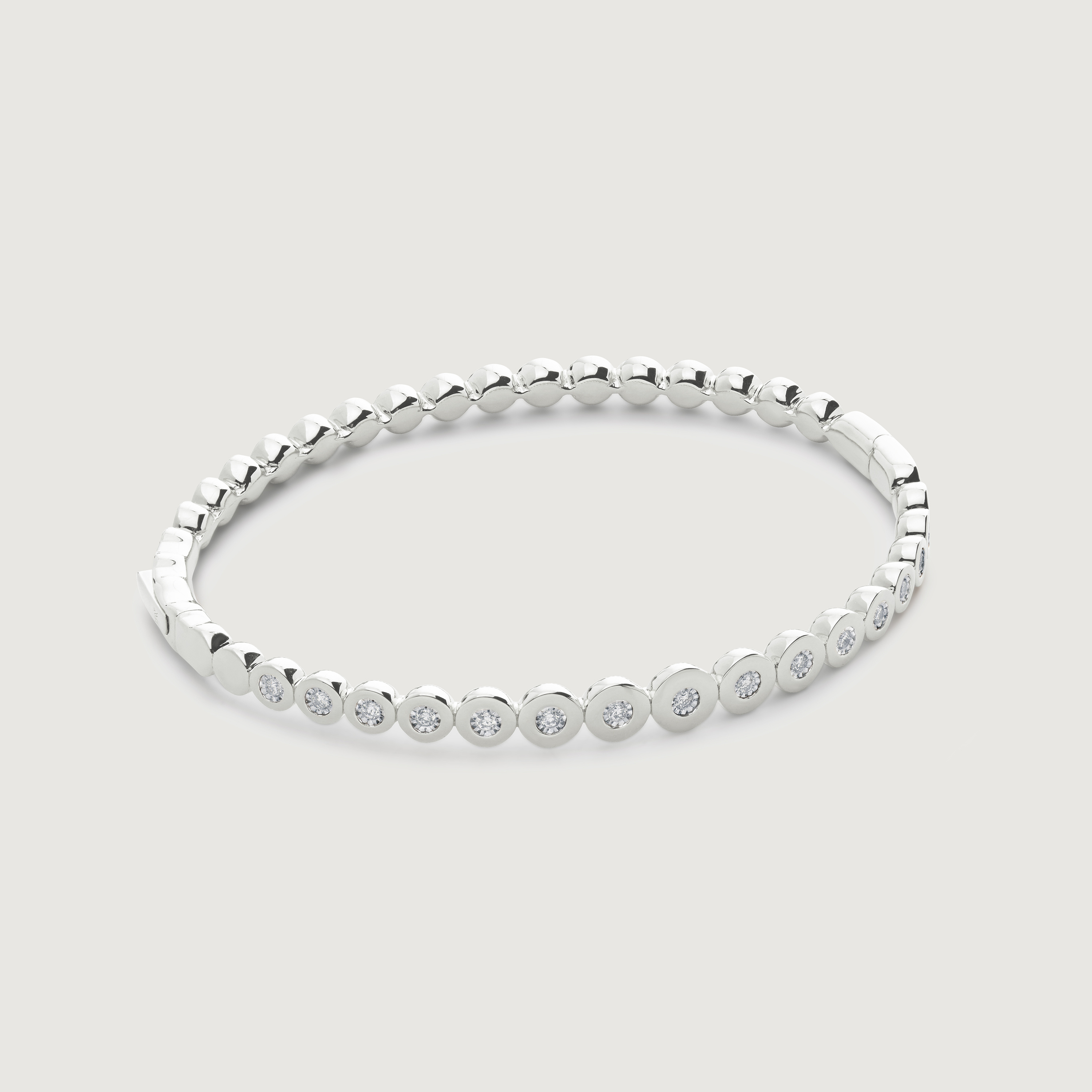 Sterling Silver Graduated Diamond Bangle - Lab Grown Diamond