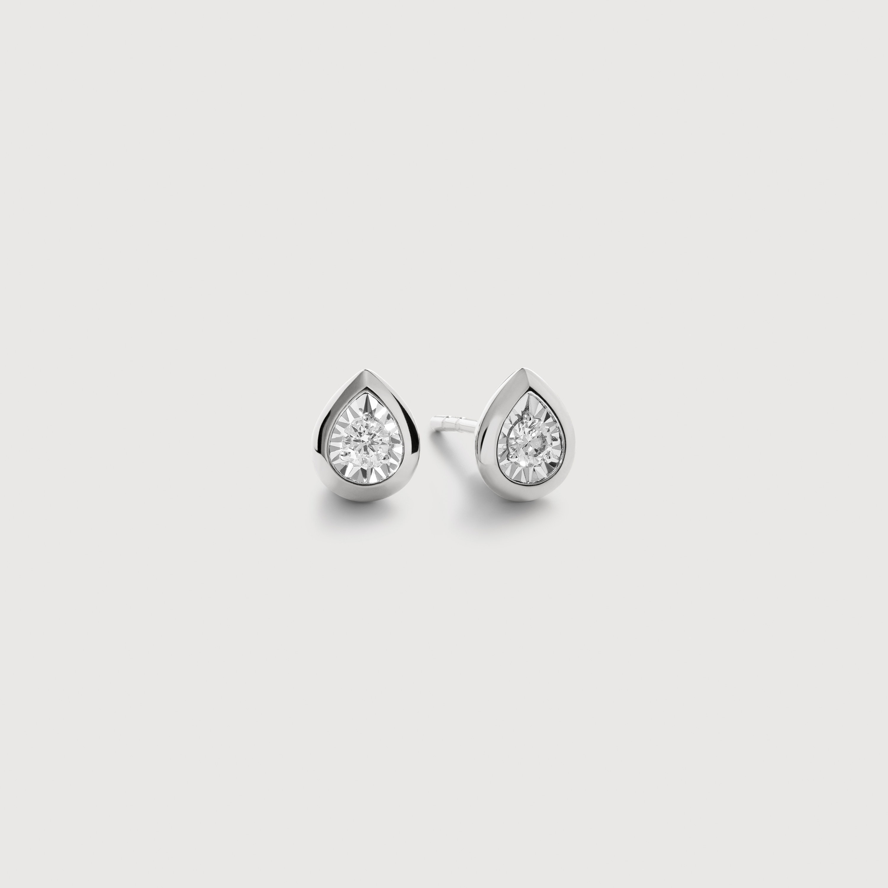 Sterling Silver Pear Diamond Stud Earrings - Lab Grown Diamond