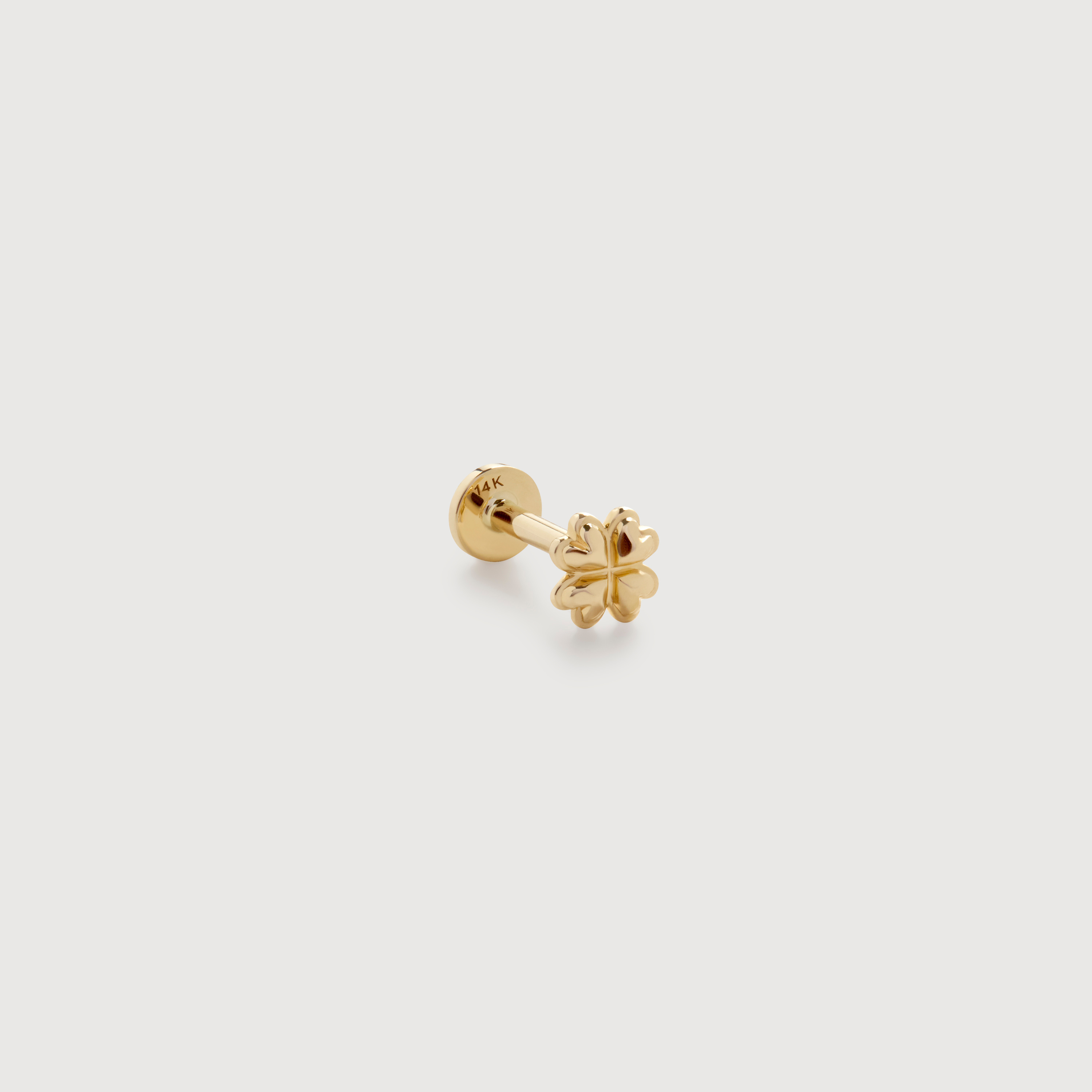 Gold Clover Flat Back Piercing Stud