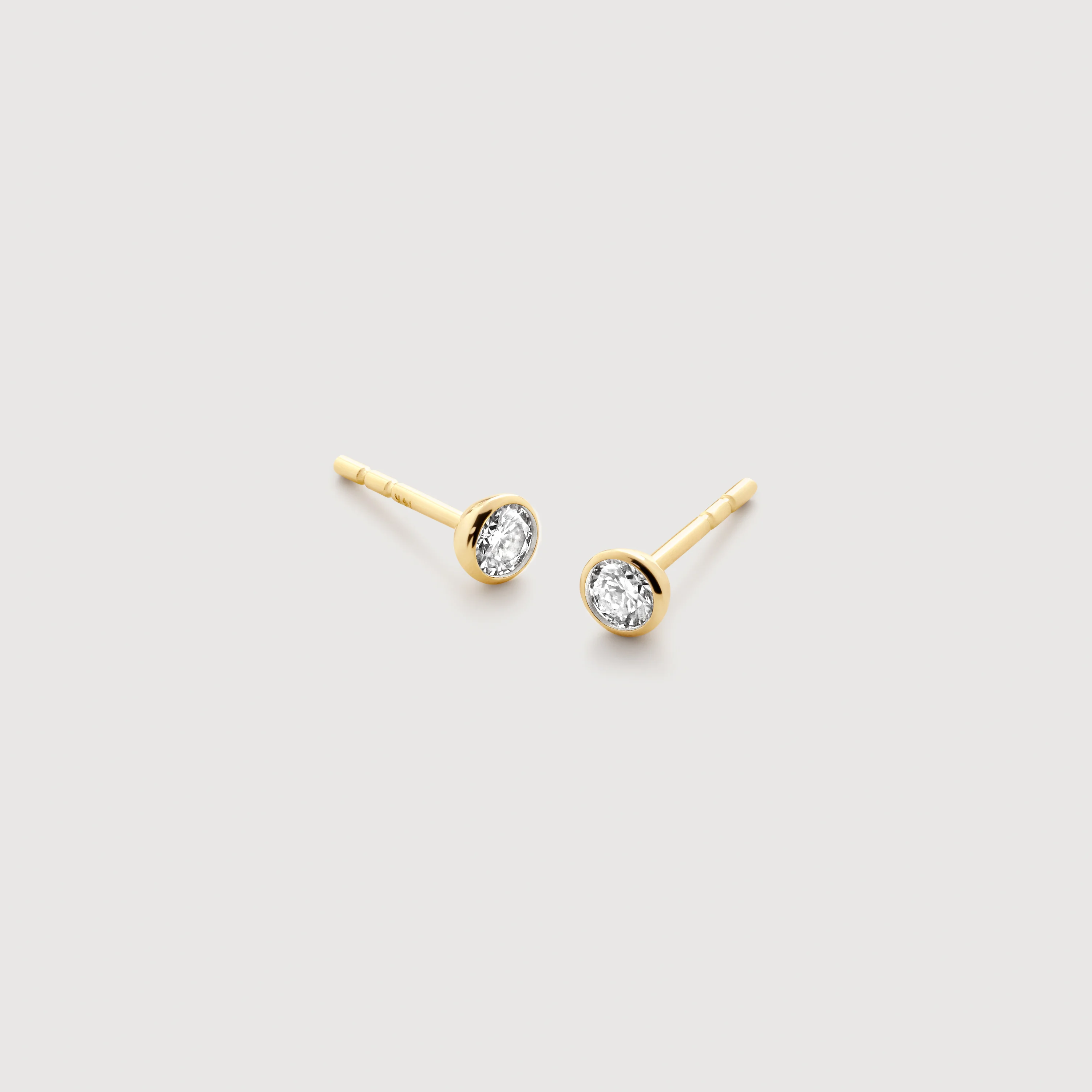 Gold Solitaire Diamond Stud Earrings - Lab Grown Diamond