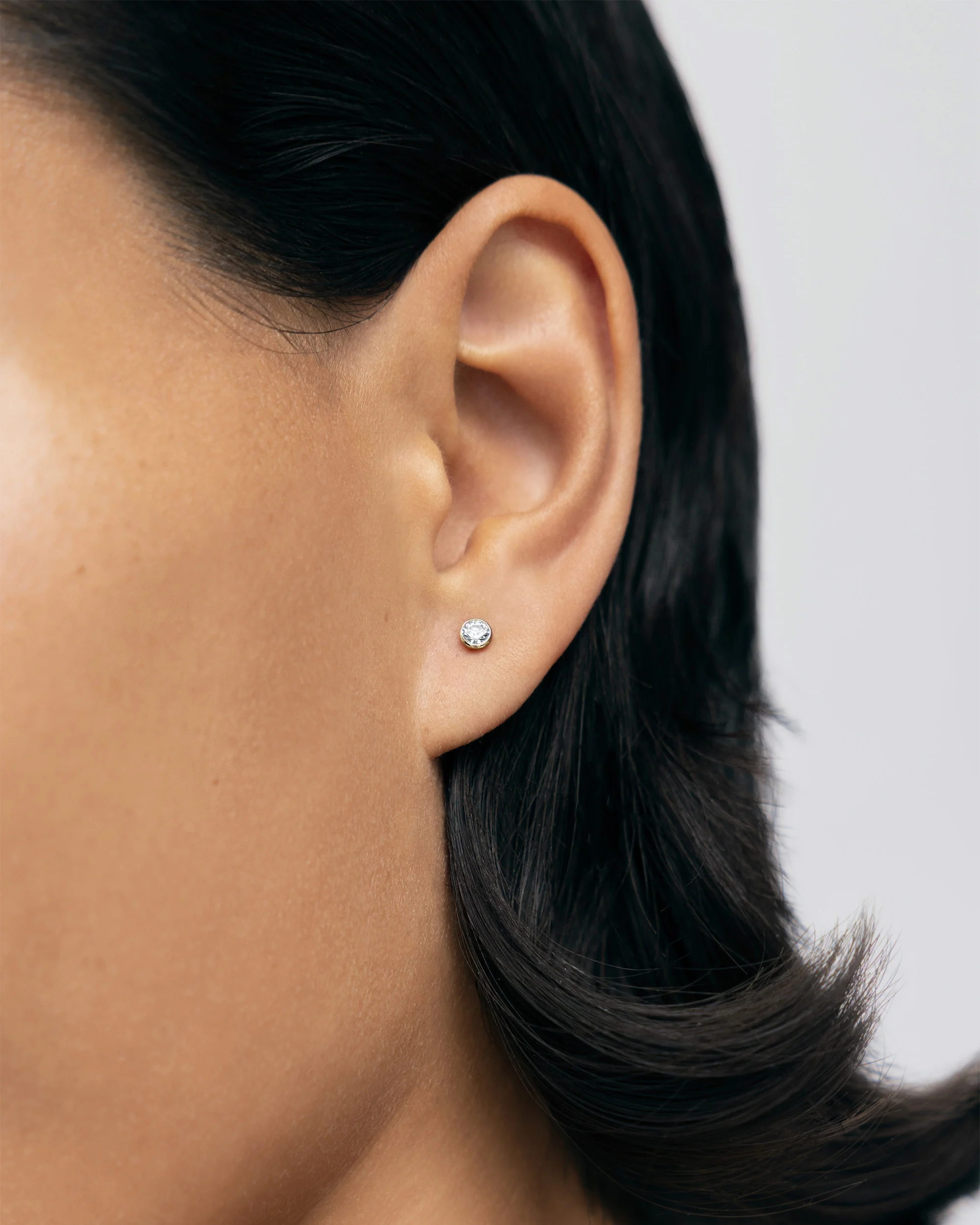 Gold Solitaire Diamond Stud Earrings - Lab Grown Diamond 3 Gold Solitaire Diamond Stud Earrings - Lab Grown Diamond