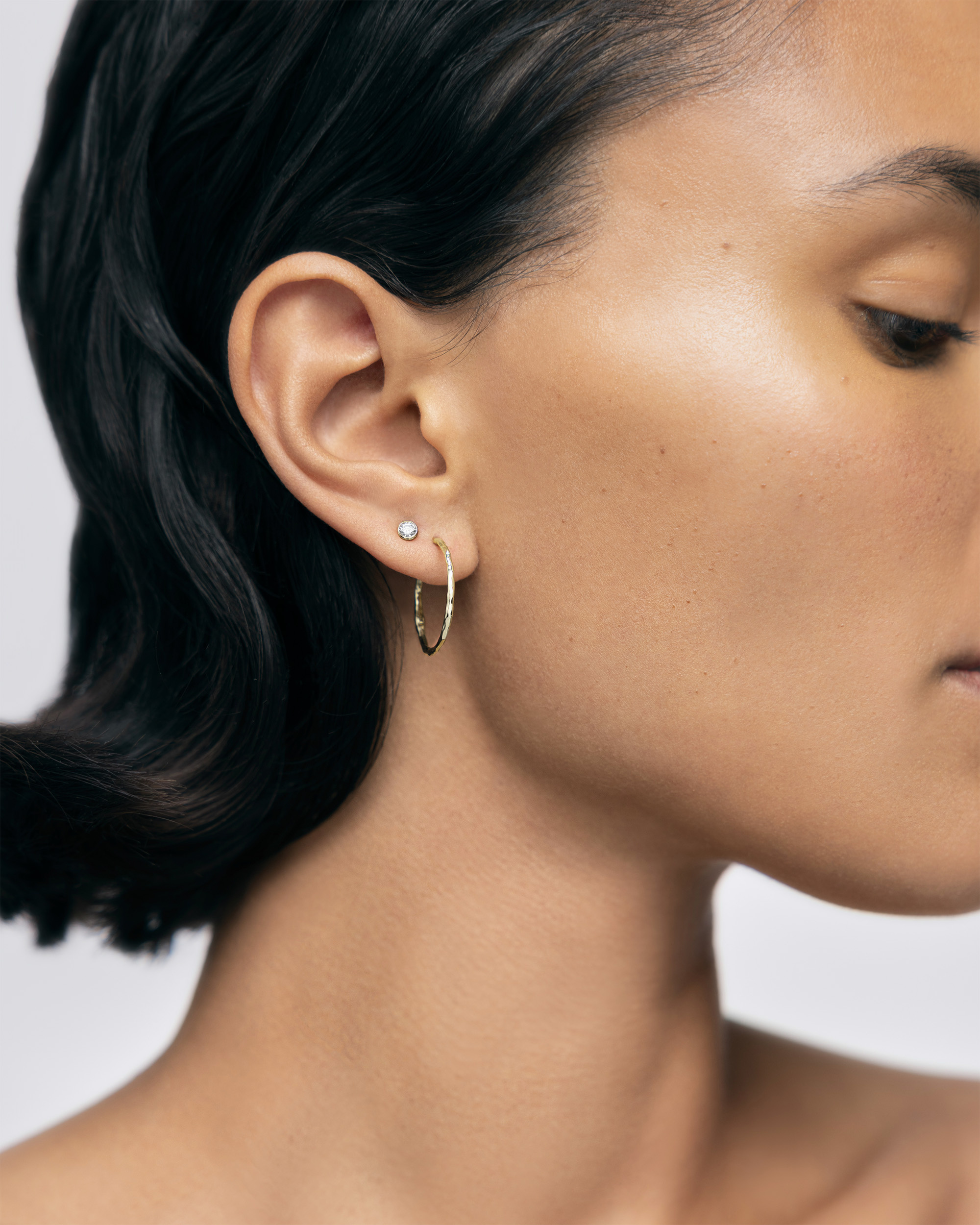 Gold Solitaire Diamond Stud Earrings - Lab Grown Diamond 5 Gold Solitaire Diamond Stud Earrings - Lab Grown Diamond