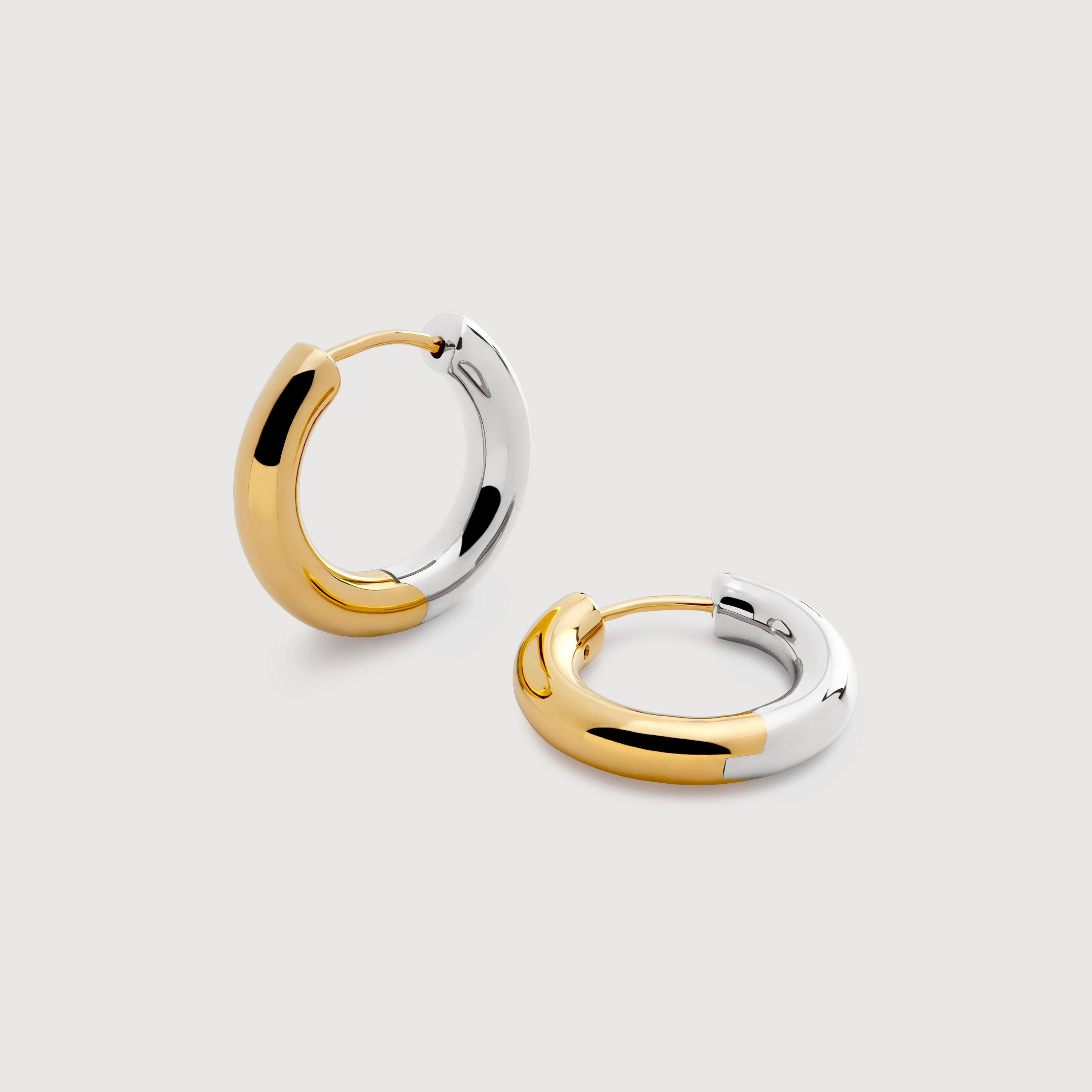 Gold Vermeil Mixed Metal Click Small Hoop Earrings