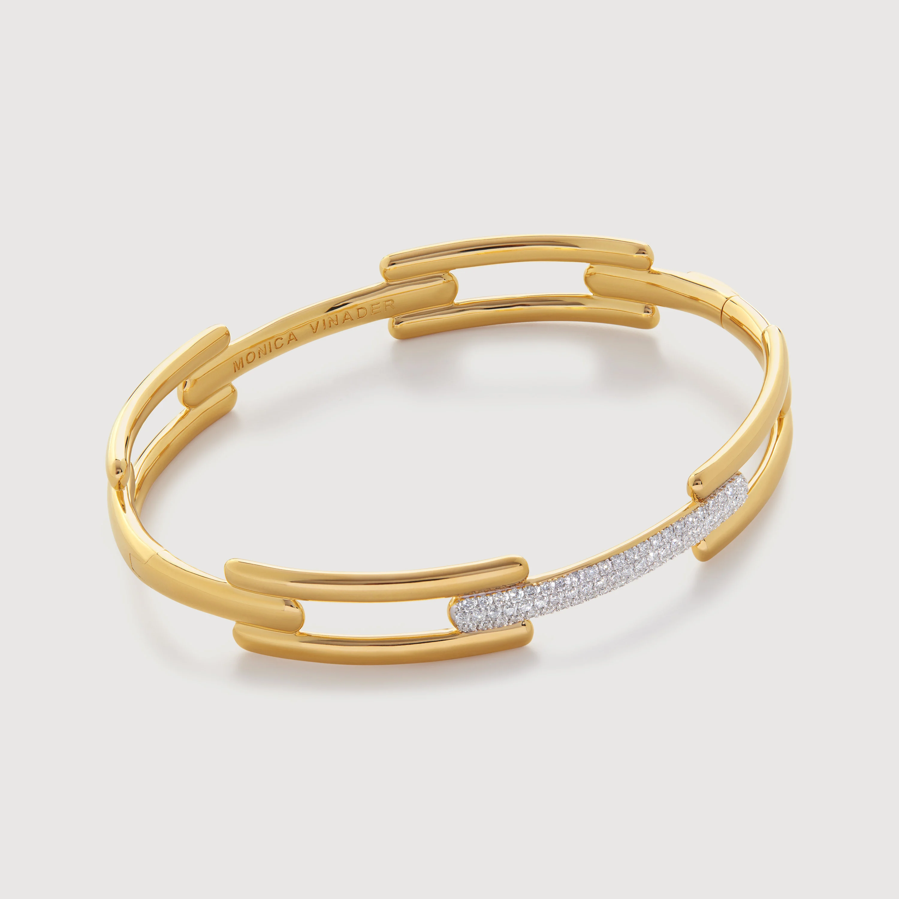Gold Vermeil Signature Link Pavé Diamond Bangle - Lab Grown Diamond