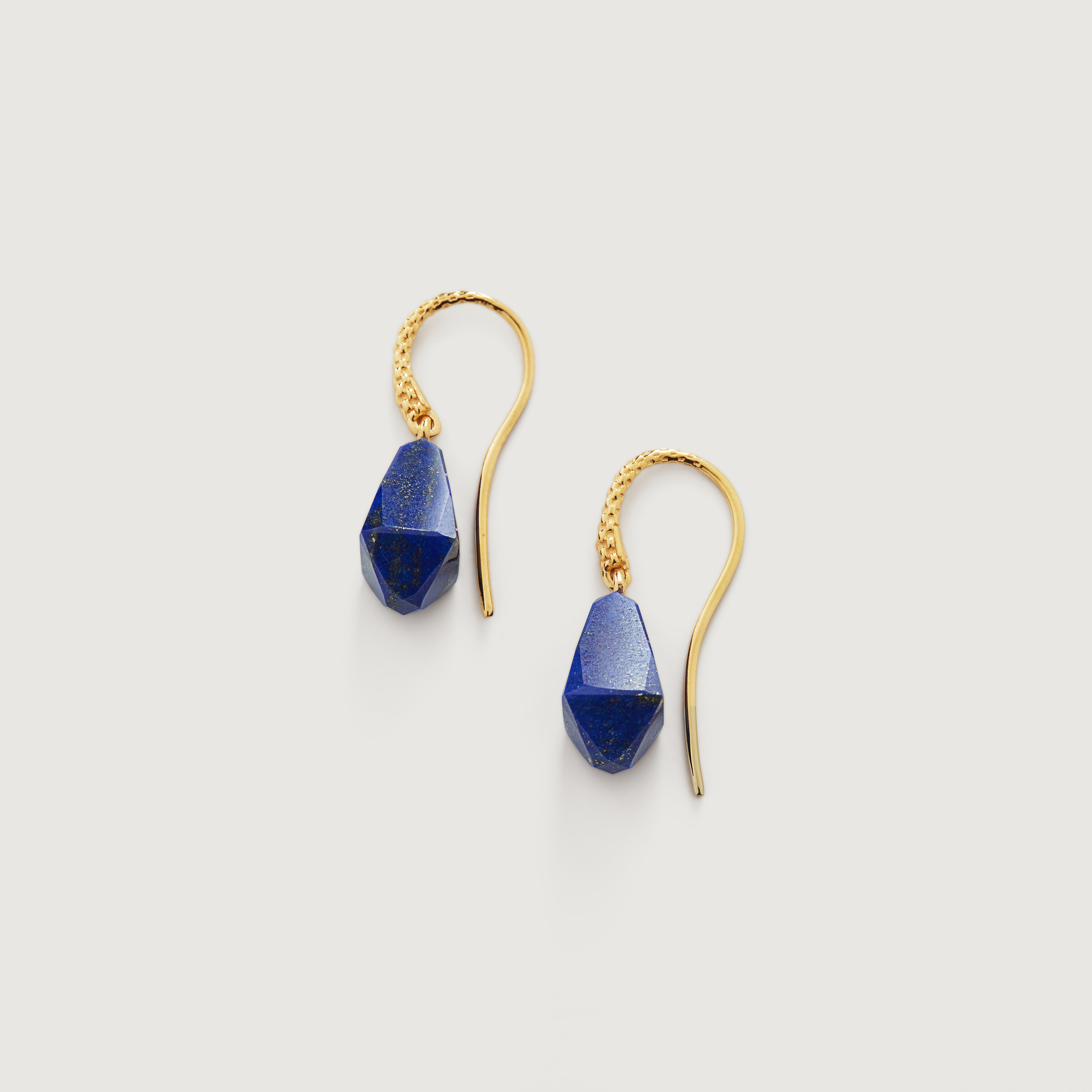Gold Vermeil Geometric Gemstone Wire Earrings - Lapis