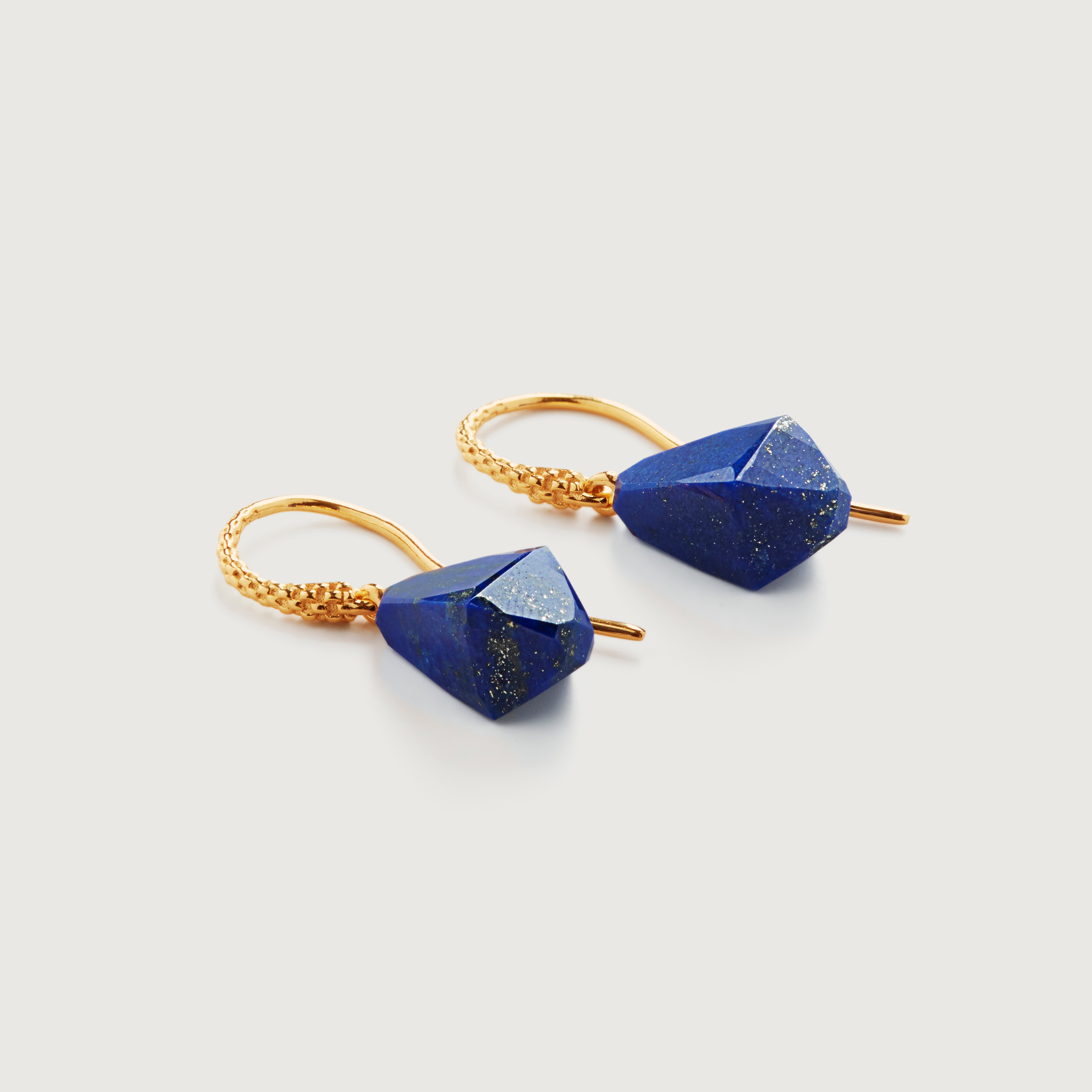 Gold Vermeil Geometric Gemstone Wire Earrings - Lapis 4 Gold Vermeil Geometric Gemstone Wire Earrings - Lapis