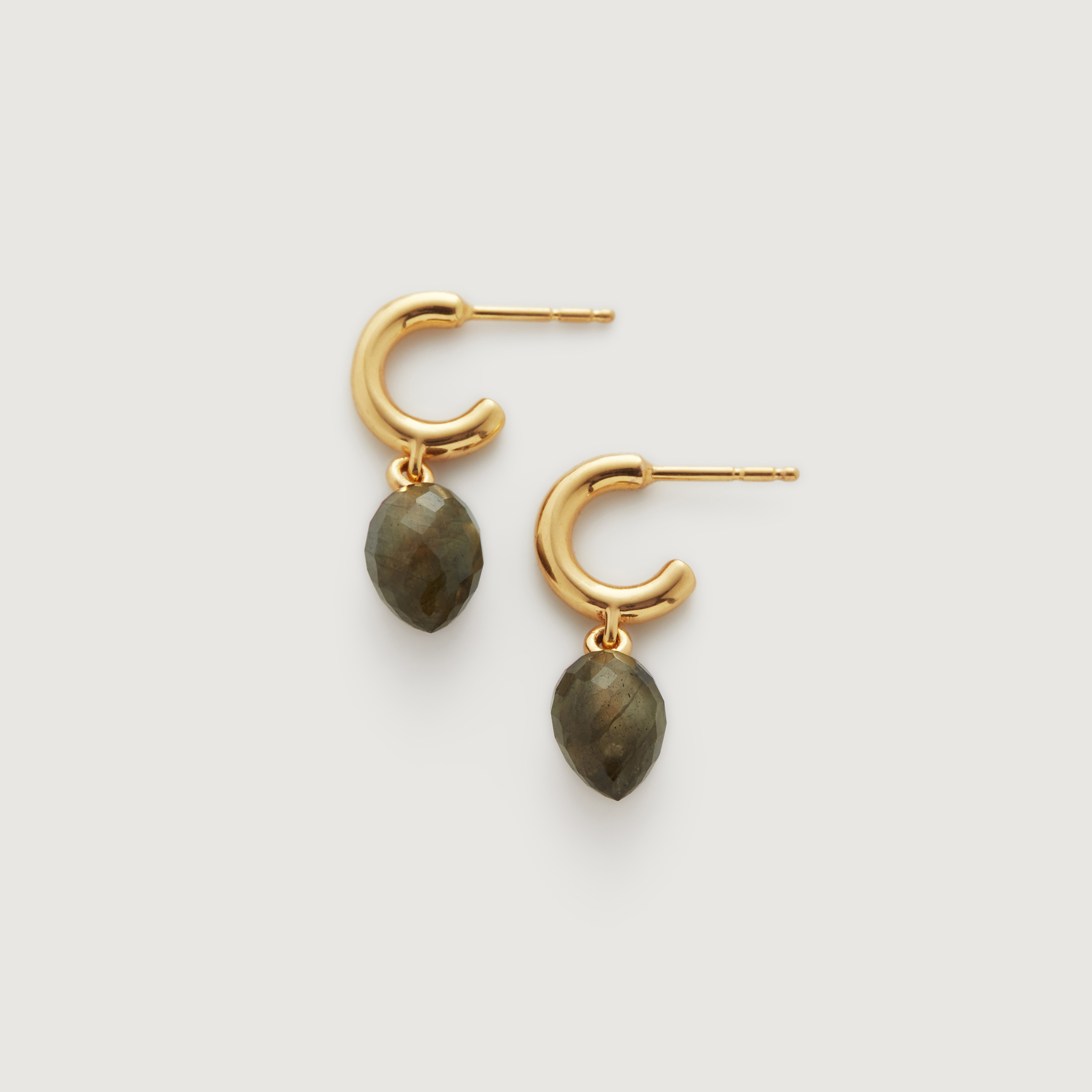 Gold Vermeil Fiji Bud Huggie Earrings - Labradorite