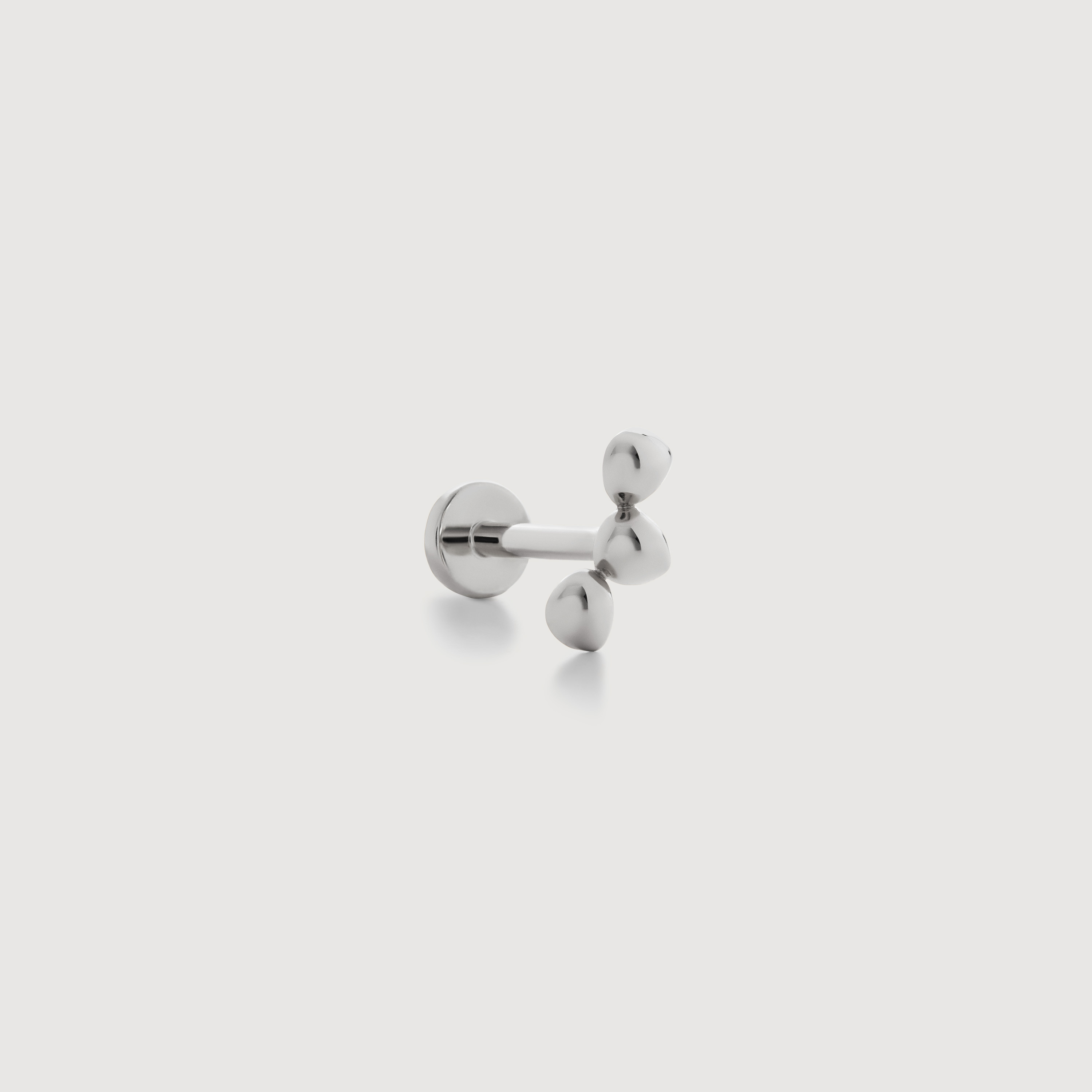White Gold Mini Nugget Cluster Flat Back Piercing Stud