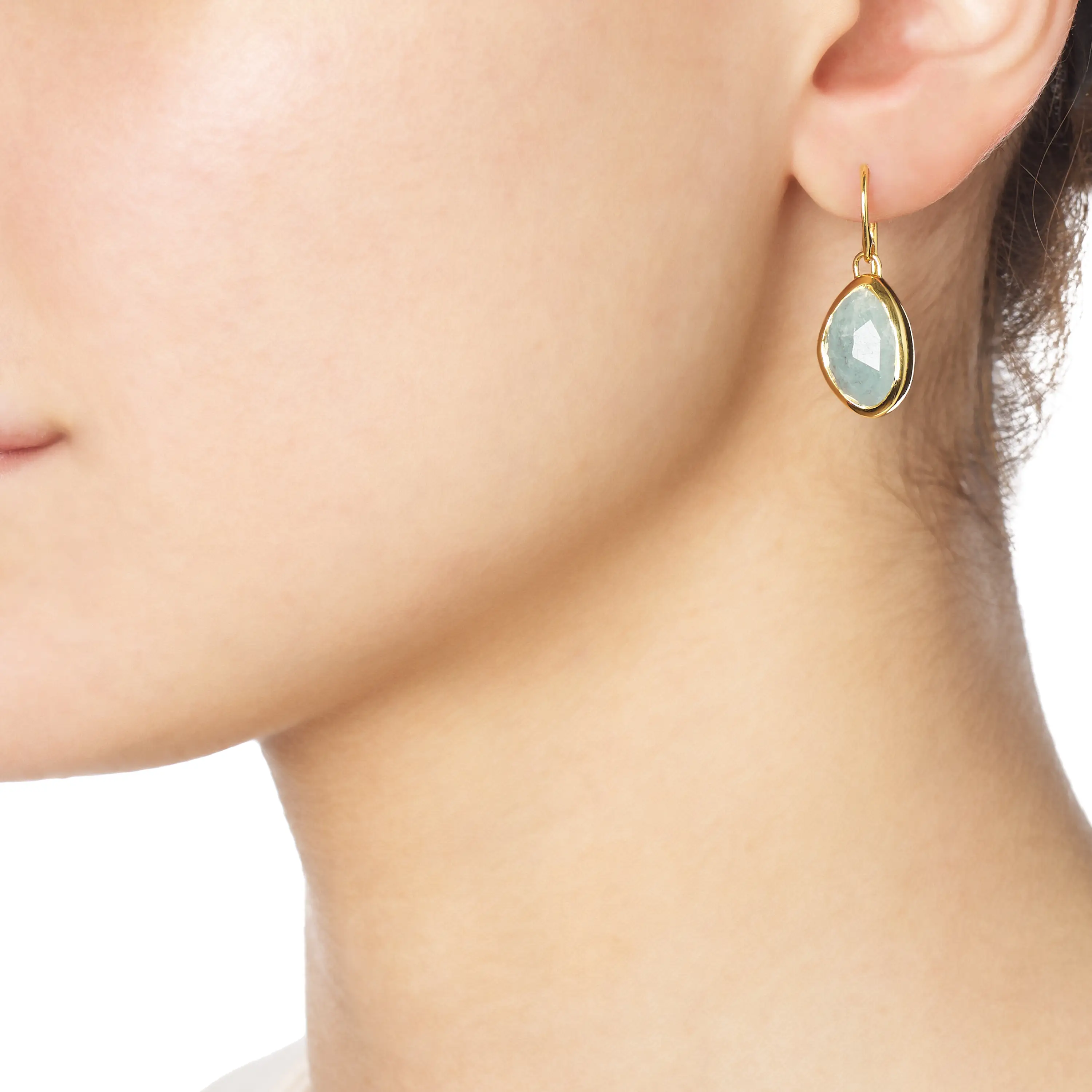 Gold Vermeil Siren Teardrop Earrings - Aquamarine