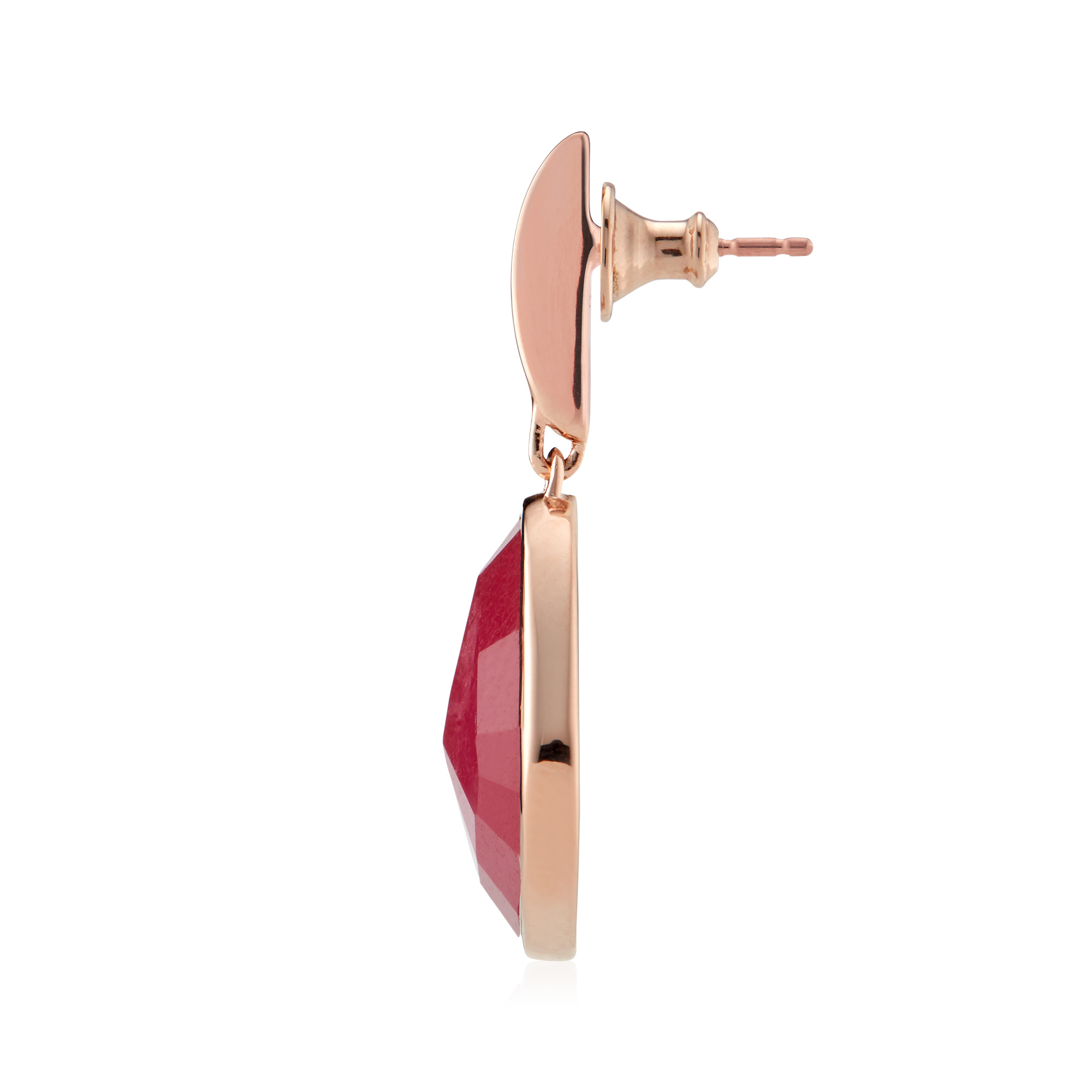 Rose Gold Vermeil Siren Large Nugget Earrings - Pink Quartz