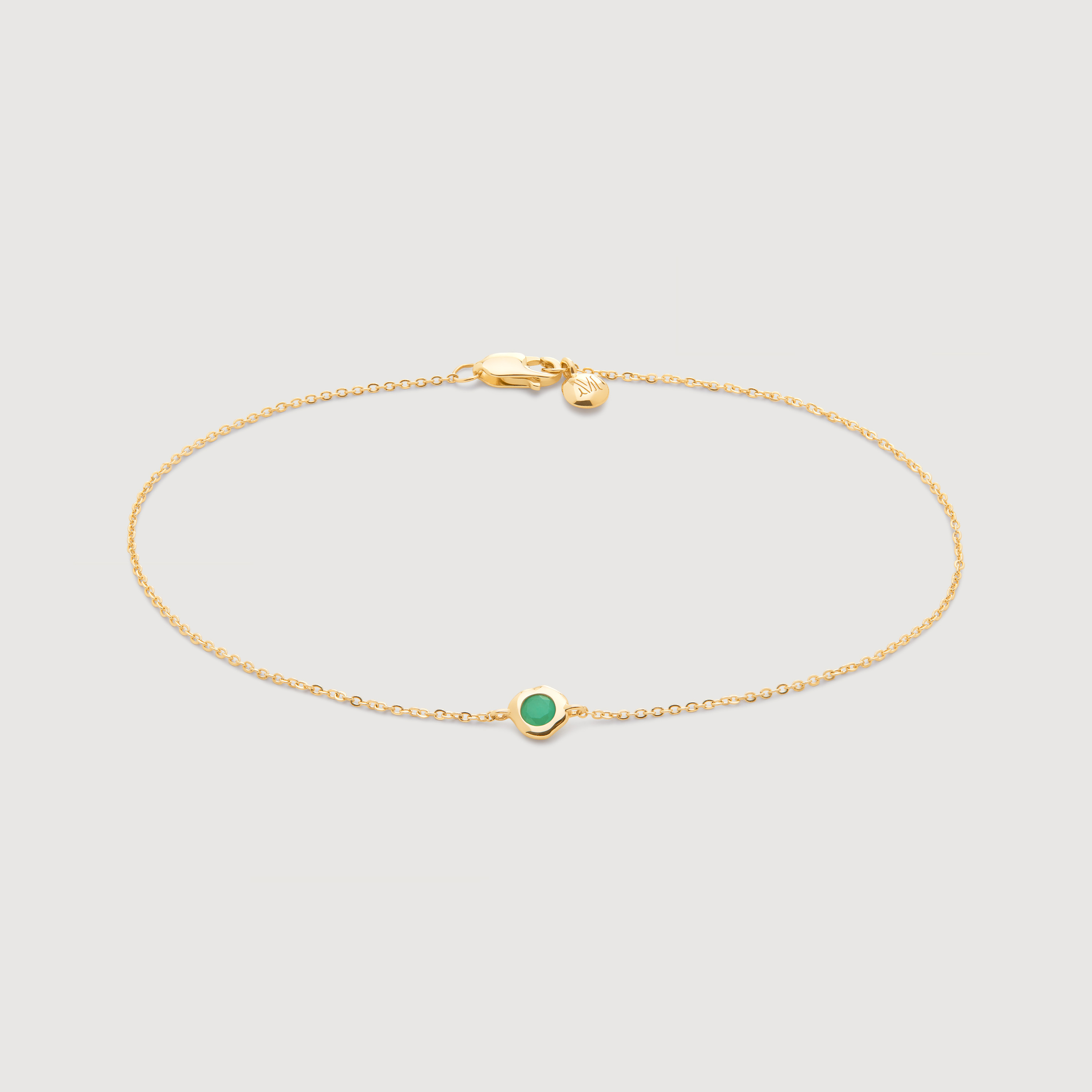 Gold Siren Mini Gemstone Chain Bracelet - Emerald